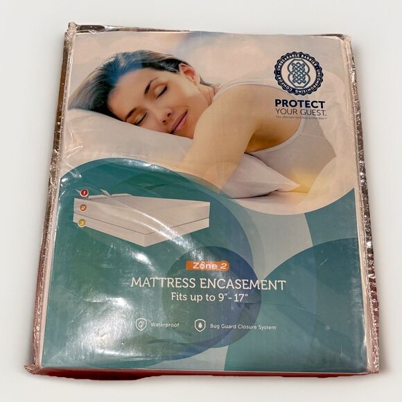 Zippered Mattress Protector Waterproof Encasement Queen Size Bed Cover Washable - Picture 1 of 3